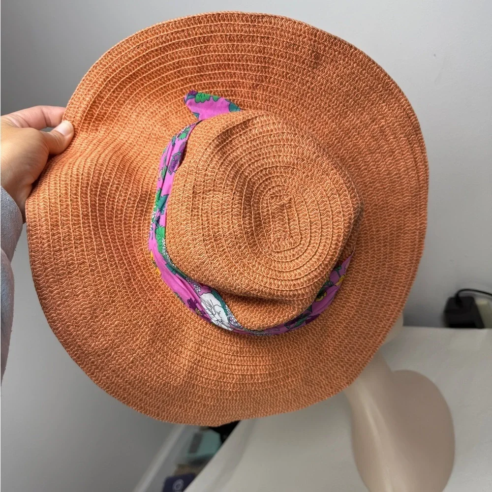 Janie & Jack Floral Bow Straw Hat Sz 4/5
